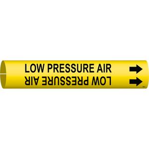 "Low Pressure Air" Pipe Marker - Plastic, Black on Yellow, 2-1/2" - 3-7/8", 2", 2", 1-1/4", English, Snap-On