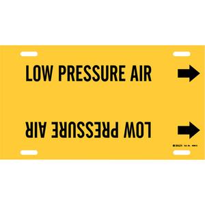 "Low Pressure Air" Pipe Marker - Plastic, Black on Yellow, 8" - 9-7/8", 10", 24", 2-1/2", English, Strap-On