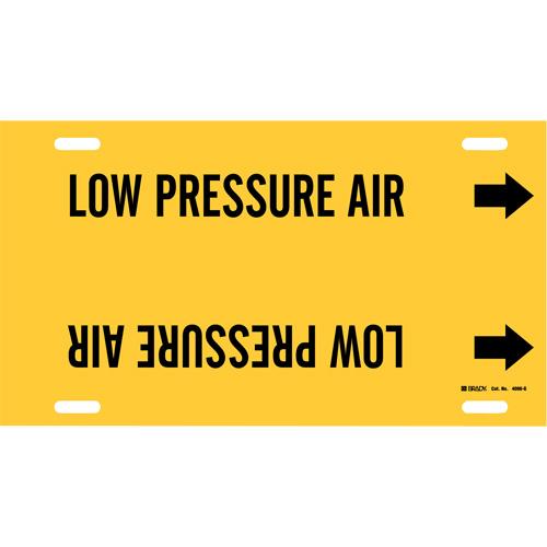 "Low Pressure Air" Pipe Marker - Plastic, Black on Yellow, 8" - 9-7/8", 10", 24", 2-1/2", English, Strap-On