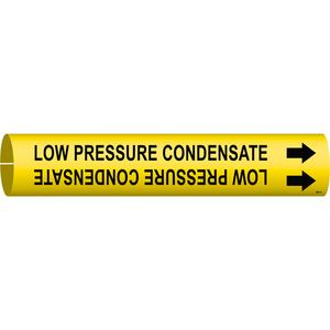 "Low Pressure Condensate" Pipe Marker - Plastic, Black on Yellow, 3/4" - 1-3/8", 13/16", 13/16", 1/2", English, Snap-On
