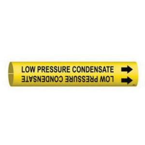"Low Pressure Condensate" Pipe Marker - Plastic, Black on Yellow, 1-1/2" - 2-3/8", 7/8", 7/8", 3/4", English, Snap-On