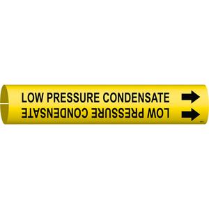 "Low Pressure Condensate" Pipe Marker - Plastic, Black on Yellow, 2-1/2" - 3-7/8", 2", 2", 1-1/4", English, Snap-On