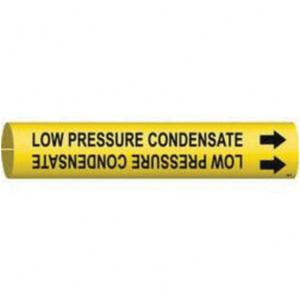"Low Pressure Condensate" Pipe Marker - Plastic, Black on Yellow, 4" - 6", 2-13/16", 2-13/16", 1-1/4", English, Snap-On