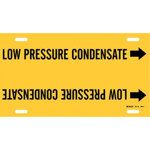 "Low Pressure Condensate" Pipe Marker - Plastic, Black on Yellow, 6" - 7-7/8", 8", 16", 1-1/4", English, Strap-On