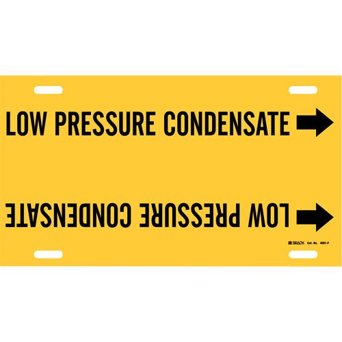 "Low Pressure Condensate" Pipe Marker - Plastic, Black on Yellow, 6" - 7-7/8", 8", 16", 1-1/4", English, Strap-On