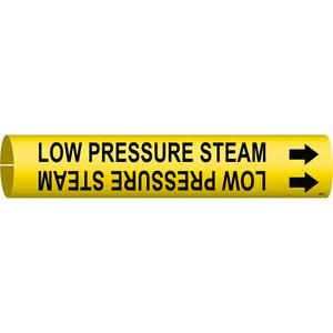 "Low Pressure Steam" Pipe Marker - Plastic, Black on Yellow, 4" - 6", 2-13/16", 2-13/16", 1-1/4", English, Snap-On