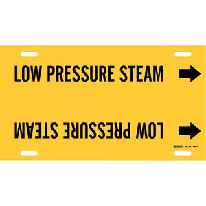 "Low Pressure Steam" Pipe Marker - Plastic, Black on Yellow, 6" - 7-7/8", 8", 16", 1-1/4", English, Strap-On