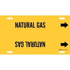 "Natural Gas" Pipe Marker - Plastic, Black on Yellow, 8" - 9-7/8", 10", 24", 2-1/2", English, Strap-On