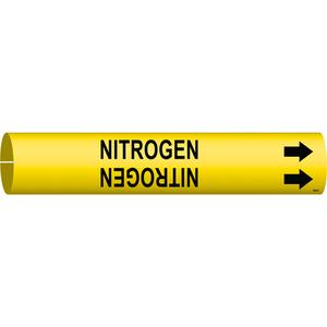 "Nitrogen" Pipe Marker - Plastic, Black on Yellow, 3/4" - 1-3/8", 13/16", 13/16", 1/2", English, Snap-On