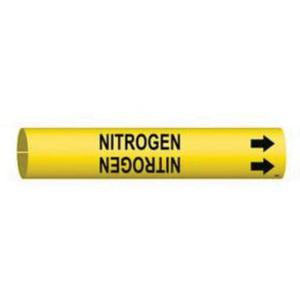 "Nitrogen" Pipe Marker - Plastic, Black on Yellow, 2-1/2" - 3-7/8", 2", 2", 1-1/4", English, Snap-On