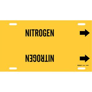 "Nitrogen" Pipe Marker - Plastic, Black on Yellow, 8" - 9-7/8", 10", 24", 2-1/2", English, Strap-On