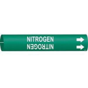"Nitrogen" Pipe Marker - Plastic, White on Green, 3/4" - 1-3/8", 13/16", 13/16", 1/2", English, Snap-On