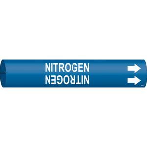 "Nitrogen" Pipe Marker - Plastic, White on Blue, 1-1/2" - 2-3/8", 7/8", 7/8", 3/4", English, Snap-On