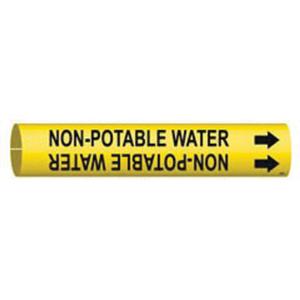 "Non-Potable Water" Pipe Marker - Plastic, Black on Yellow, 2-1/2" - 3-7/8", 2", 2", 1-1/4", English, Snap-On