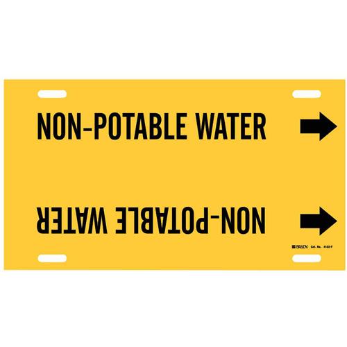 "Non-Potable Water" Pipe Marker - Plastic, Black on Yellow, 6" - 7-7/8", 8", 16", 1-1/4", English, Strap-On