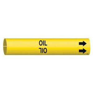 "Oil" Pipe Marker - Plastic, Black on Yellow, 3/4" - 1-3/8", 13/16", 13/16", 1/2", English, Snap-On