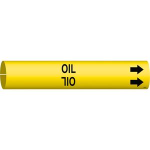 "Oil" Pipe Marker - Plastic, Black on Yellow, 2-1/2" - 3-7/8", 2", 2", 1-1/4", English, Snap-On