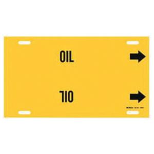 "Oil" Pipe Marker - Plastic, Black on Yellow, 6" - 7-7/8", 8", 16", 1-1/4", English, Strap-On
