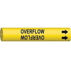 "Overflow" Pipe Marker - Plastic, Black on Yellow, 3/4" - 1-3/8", 13/16", 13/16", 1/2", English, Snap-On