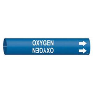 "Oxygen" Pipe Marker - Plastic, White on Blue, 3/4" - 1-3/8", 13/16", 13/16", 1/2", English, Snap-On