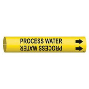 "Process Water" Pipe Marker - Plastic, Black on Yellow, 3/4" - 1-3/8", 13/16", 13/16", 1/2", English, Snap-On
