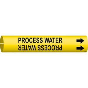 "Process Water" Pipe Marker - Plastic, Black on Yellow, 4" - 6", 2-13/16", 2-13/16", 1-1/4", English, Snap-On