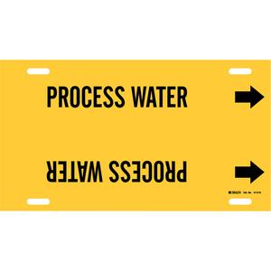 "Process Water" Pipe Marker - Plastic, Black on Yellow, 10" - 15", 10", 32", 3-1/2", English, Strap-On