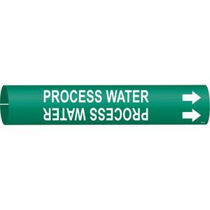 "Process Water" Pipe Marker - Plastic, White on Green, 3/4" - 1-3/8", 13/16", 13/16", 1/2", English, Snap-On