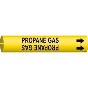 "Propane Gas" Pipe Marker - Plastic, Black on Yellow, 3/4" - 1-3/8", 13/16", 13/16", 1/2", English, Snap-On