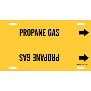 "Propane Gas" Pipe Marker - Plastic, Black on Yellow, 6" - 7-7/8", 8", 16", 1-1/4", English, Strap-On