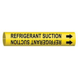"Refrigerant Suction" Pipe Marker - Plastic, Black on Yellow, 3/4" - 1-3/8", 13/16", 13/16", 1/2", English, Snap-On