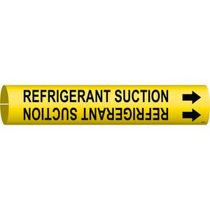 "Refrigerant Suction" Pipe Marker - Plastic, Black on Yellow, 1-1/2" - 2-3/8", 7/8", 7/8", 3/4", English, Snap-On