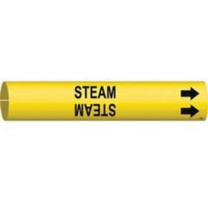 "Steam" Pipe Marker - Plastic, Black on Yellow, 3/4" - 1-3/8", 13/16", 13/16", 1/2", English, Snap-On