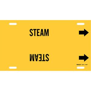 "Steam" Pipe Marker - Plastic, Black on Yellow, 6" - 7-7/8", 8", 16", 1-1/4", English, Strap-On