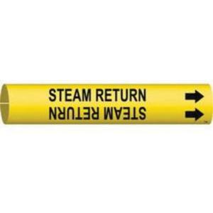 "Steam Return" Pipe Marker - Plastic, Black on Yellow, 3/4" - 1-3/8", 13/16", 13/16", 1/2", English, Snap-On