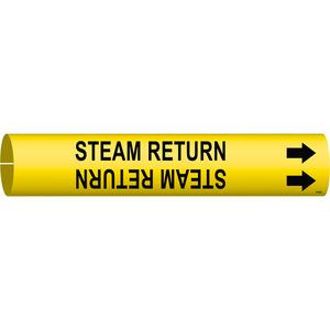 "Steam Return" Pipe Marker - Plastic, Black on Yellow, 1-1/2" - 2-3/8", 7/8", 7/8", 3/4", English, Snap-On