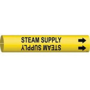 "Steam Supply" Pipe Marker - Plastic, Black on Yellow, 3/4" - 1-3/8", 13/16", 13/16", 1/2", English, Snap-On