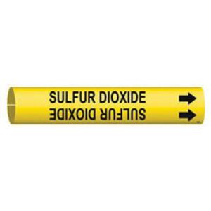 "Sulfur Dioxide" Pipe Marker - Plastic, Black on Yellow, 3/4" - 1-3/8", 13/16", 13/16", 1/2", English, Snap-On