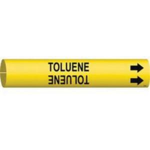 "Toluene" Pipe Marker - Plastic, Black on Yellow, 3/4" - 1-3/8", 13/16", 13/16", 1/2", English, Snap-On