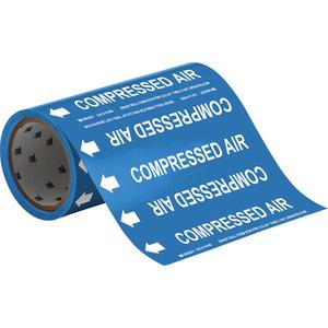 "Compressed Air" Roll Form Pipe Markers - Vinyl, White on Blue, 0" - 2", Cuttable, 8", 3/4", English, Self-Adhesive, 360"
