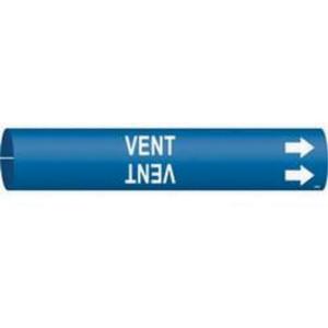 "Vent" Pipe Marker - Plastic, White on Blue, 3/4" - 1-3/8", 13/16", 13/16", 1/2", English, Snap-On