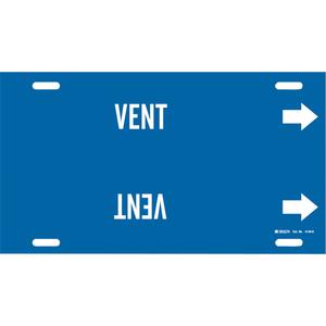 "Vent" Pipe Marker - Plastic, White on Blue, 8" - 9-7/8", 10", 24", 2-1/2", English, Strap-On