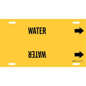 "Water" Pipe Marker - Plastic, Black on Yellow, 10" - 15", 10", 32", 3-1/2", English, Strap-On