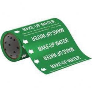 "Make-Up Water" Roll Form Pipe Markers - Vinyl, White on Green, 2" - 2-1/2", Cuttable, 8", 3/4", English, Self-Adhesive, 360", 65