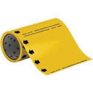 Blank Roll Form Pipe Markers - Vinyl, Black on Yellow, 0" - 2", Cuttable, 8", Direction Only, Self-Adhesive, 360"