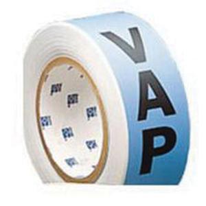 "Vap" Ammonia (IIAR) Pipe Marker Tape - Black on Blue, 90', 4"