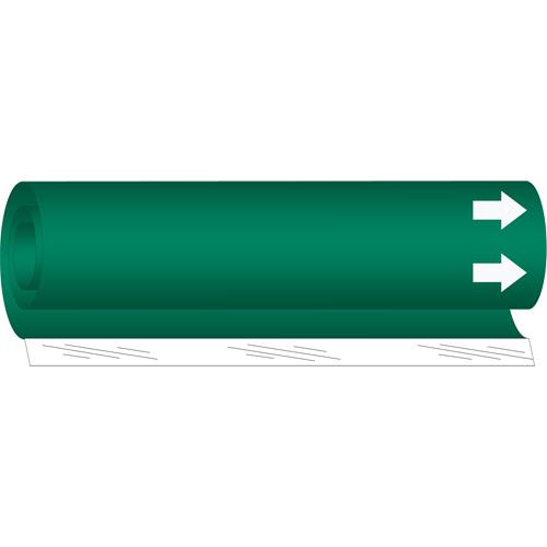 Blank Pipe Marker - Plastic, White on Green, 1-1/2" - 2-3/8", 9", 8", 3/4", Direction Only, Wrap-Around