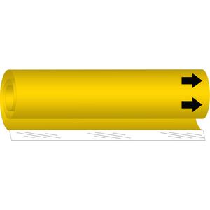 Blank Pipe Marker - Plastic, Black on Yellow, 1/2" - 1-3/8", 5", 8", 1/2", Direction Only, Wrap-Around