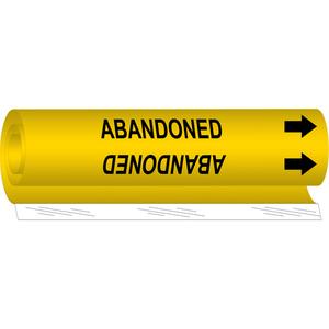 "Abandoned" Pipe Marker - Plastic, Black on Yellow, 1-1/2" - 2-3/8", 9", 8", 3/4", English, Wrap-Around