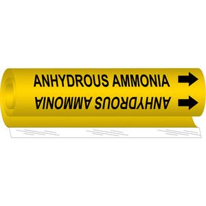 "Anhydrous Ammonia" Pipe Marker - Plastic, Black on Yellow, 2-1/2" - 7-7/8", 26", 12", 1-1/4", English, Wrap-Around